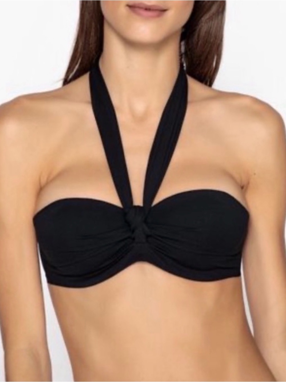 NWT Maison Lejaby $150 Black halter Bikini Top size 34C
